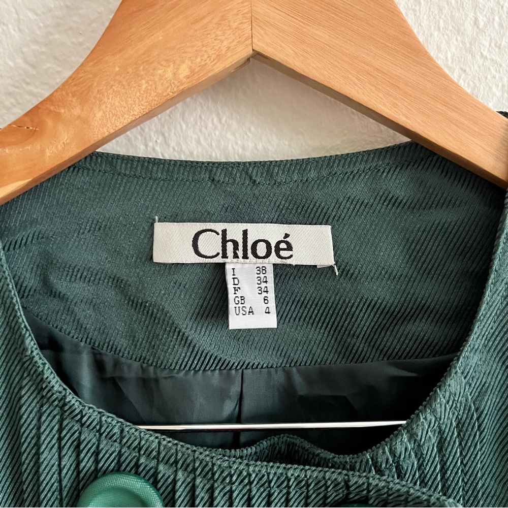Chloé Green Double Breasted Coat Sz 4 - Picture 2 of 6